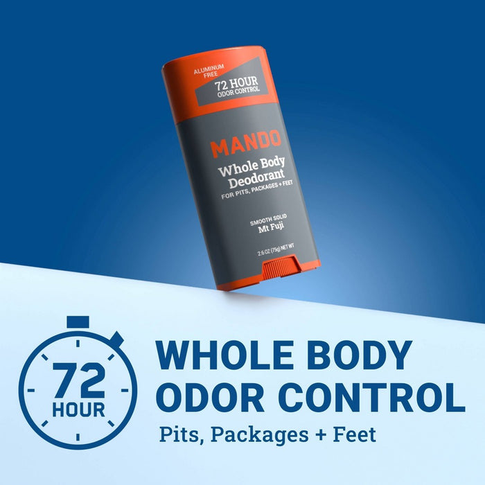 Mando Whole Body Deodorant - Men's Aluminum-Free Smooth Solid Stick Deodorant - Mt Fuji - 2.6oz