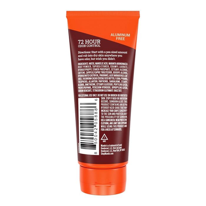 Mando Whole Body Deodorant - Men's Aluminum-Free Invisible Cream Deodorant - Bourbon Leather - 2.2oz