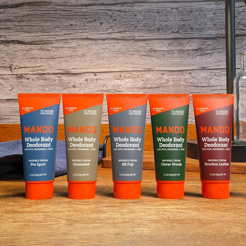 Mando Whole Body Deodorant - Men's Aluminum-Free Invisible Cream Deodorant - Bourbon Leather - 2.2oz