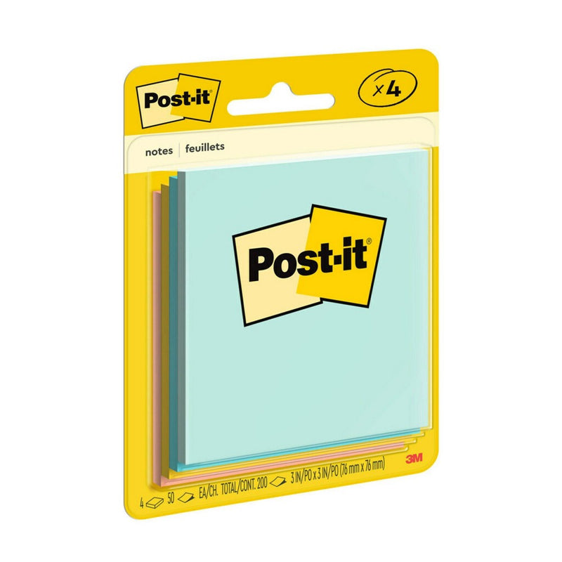 Post-it Notes 4pk 3" x 3" 50 Sheet/Pad Beachside Cafe Collection