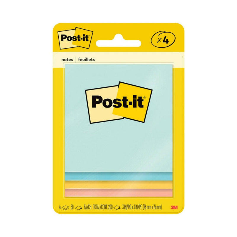 Post-it Notes 4pk 3" x 3" 50 Sheet/Pad Beachside Cafe Collection