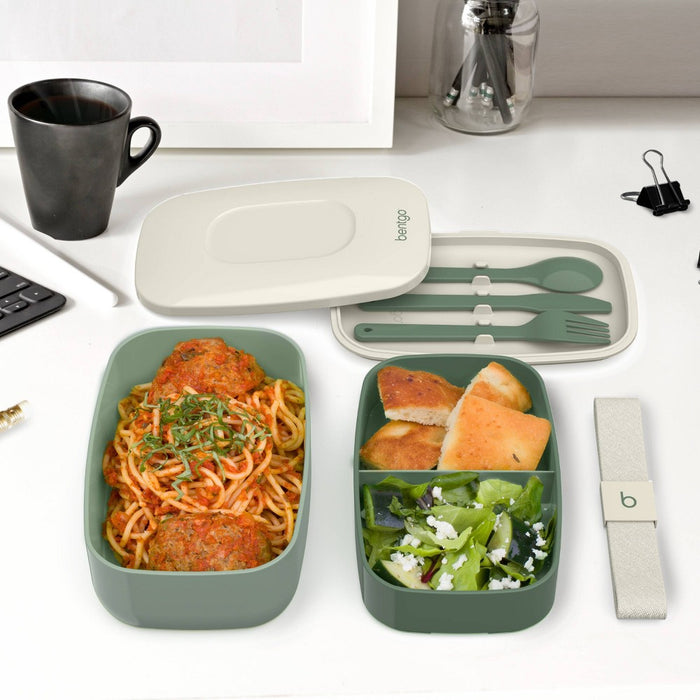 Bentgo Classic All-in-One Stackable Lunch Box Container with Built in Flatware - Khaki Green