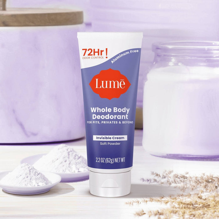 Lume Whole Body Women's Deodorant - Invisible Cream Tube - Aluminum Free - Soft Powder Scent - 2.2oz