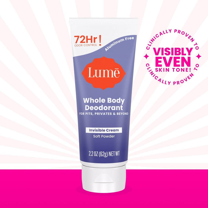 Lume Whole Body Women's Deodorant - Invisible Cream Tube - Aluminum Free - Soft Powder Scent - 2.2oz