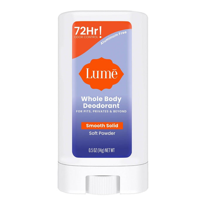 Lume Whole Body Women's Deodorant - Mini Smooth Solid Stick - Aluminum Free - Soft Powder Scent - Trial Size - 0.5oz