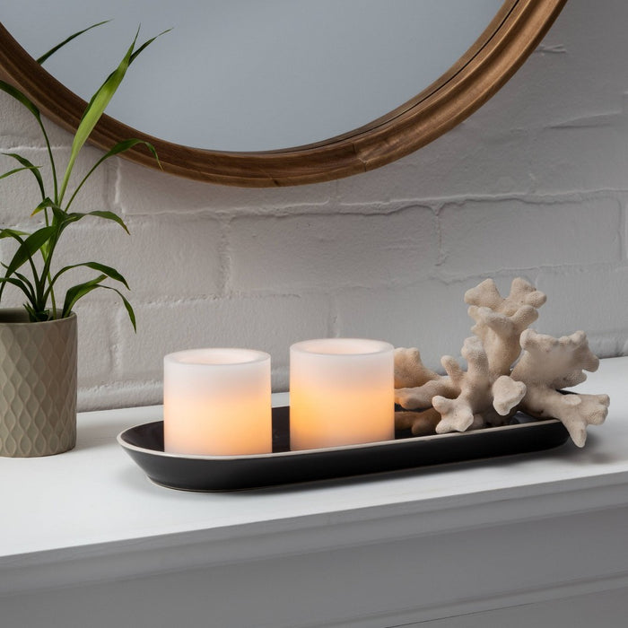 2pk 3" x 3" LED Flameless Black Wick Candles White - Threshold