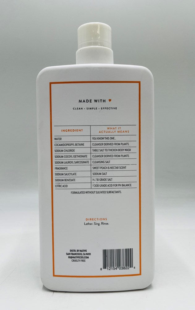 Native Body Wash with Pump - Sweet Peach & Nectar - Sulfate Free - 36 fl oz