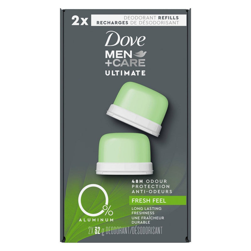 Dove Men+Care Ultimate 0% Aluminum Fresh Feel 48 Hour Deodorant Refill Kit - 1.13oz/2pk