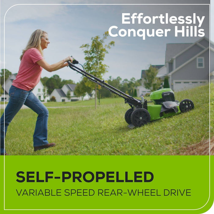 Greenworks POWERALL 21" 24V 5Ah Cordless Brushless Self-Propelled Mower Kit with 2 USB Batteries and Dual Port Rapid Charger (LOCAL PICKUP ONLY)