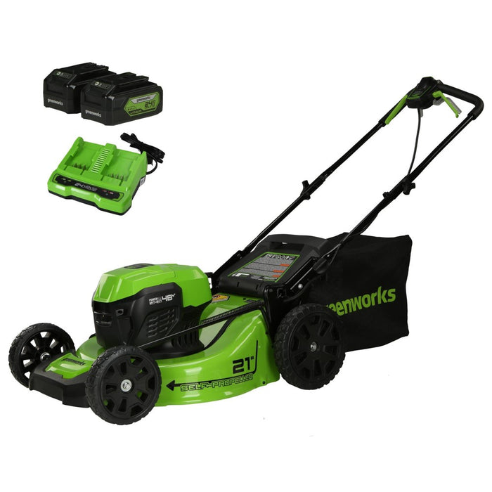 Greenworks POWERALL 21" 24V 5Ah Cordless Brushless Self-Propelled Mower Kit with 2 USB Batteries and Dual Port Rapid Charger (LOCAL PICKUP ONLY)