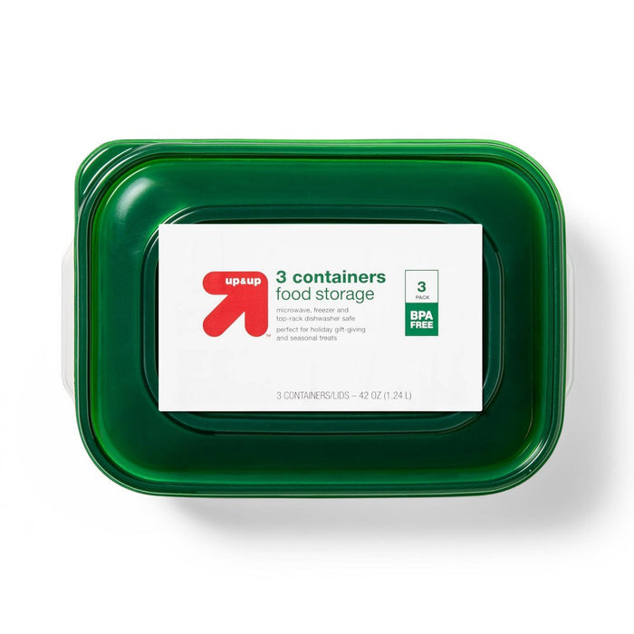 Holiday Rectangle Food Storage Container - 42oz/3ct - up & up