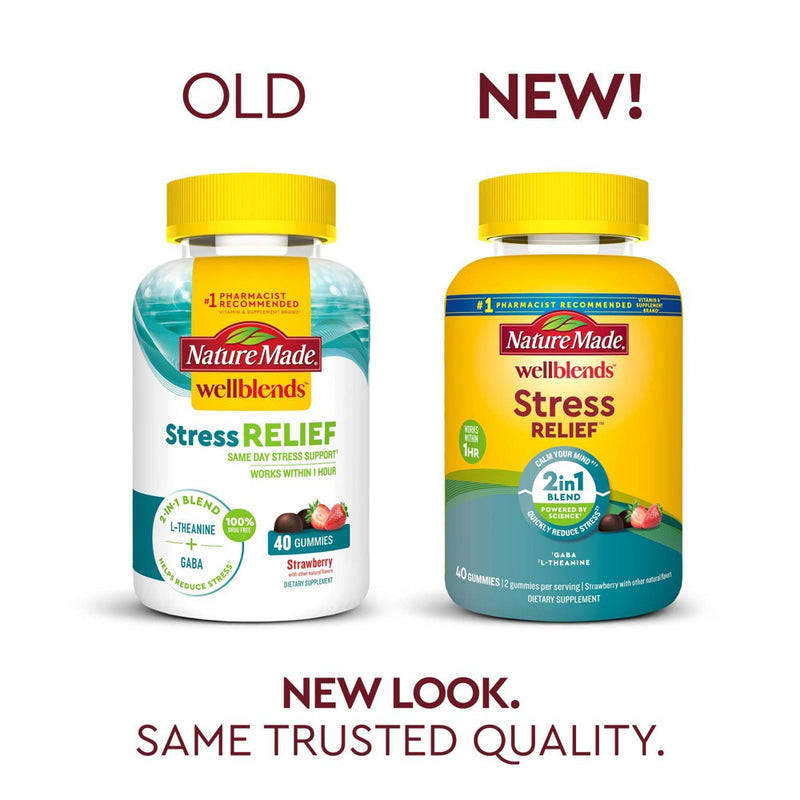 Nature Made Wellblends Stress Relief Gummies with L theanine and GABA - Strawberry Flavor - 40ct