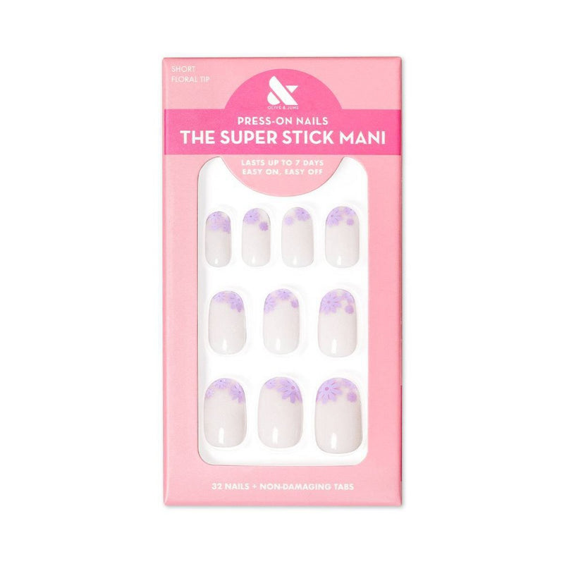 Olive & June Fake Nails - S Round - Floral Tip - 32ct