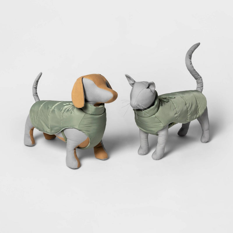 Dog and Cat Puffer Jacket with Buckle - Green - S - Boots & Barkley