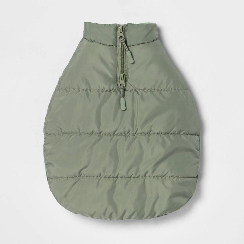 Dog and Cat Puffer Jacket with Buckle - Green - S - Boots & Barkley