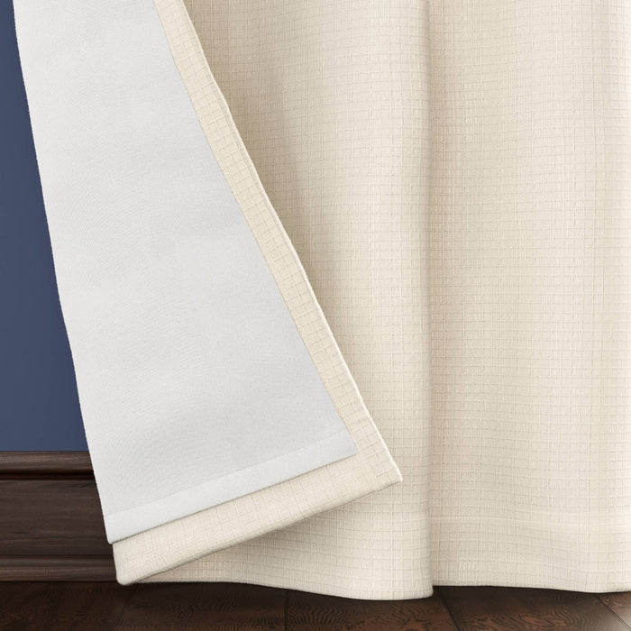 50"x84" Blackout Textured Plaid Curtain Panel Ivory - Threshold