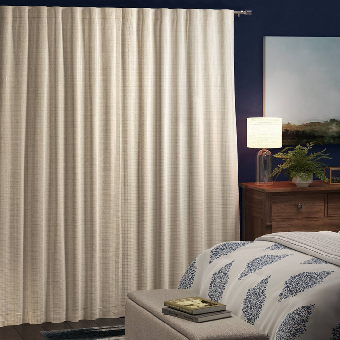 50"x84" Blackout Textured Plaid Curtain Panel Ivory - Threshold