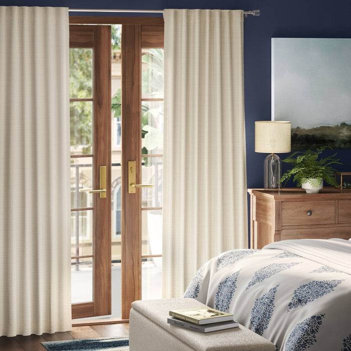 50"x84" Blackout Textured Plaid Curtain Panel Ivory - Threshold
