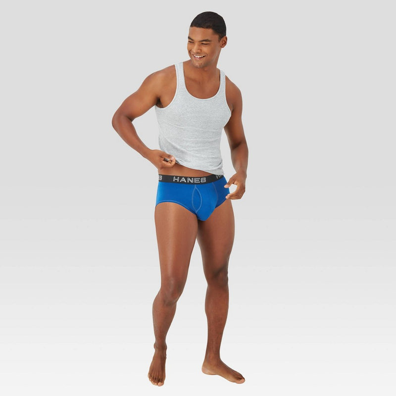 Hanes Premium Men's Briefs with Total Support Pouch 3pk - Gray/Blue/Black XL