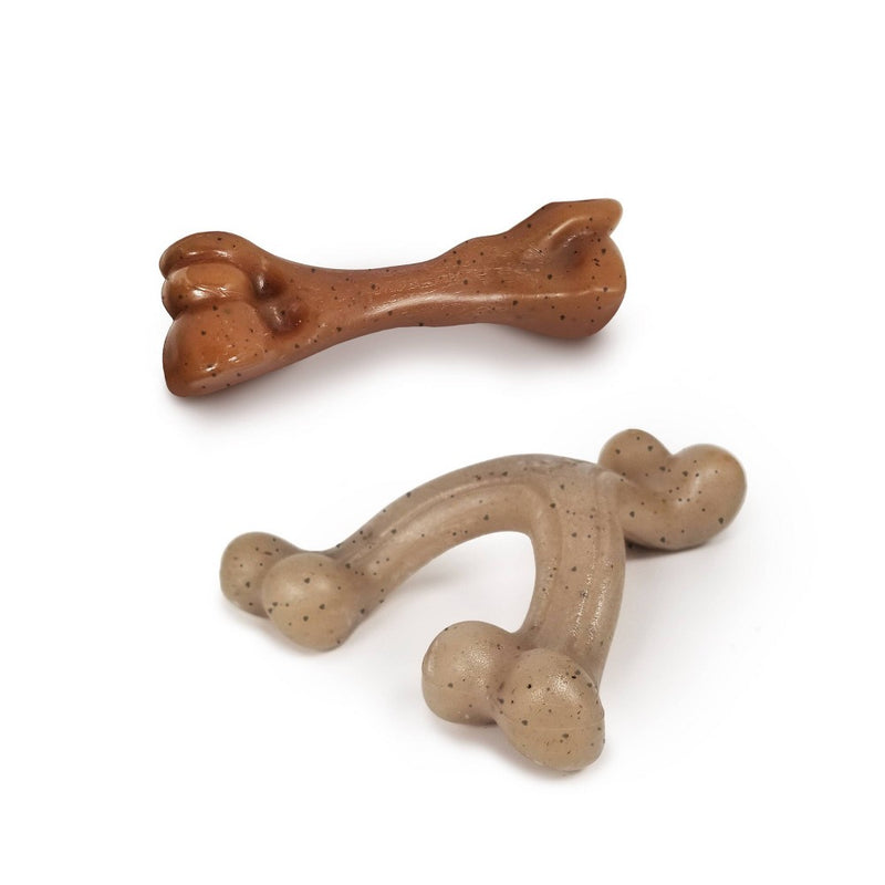Nylabone Gourmet Style Strong Puppy Bundle Chew Toy - Bacon Peanut Butter - Small - 2ct