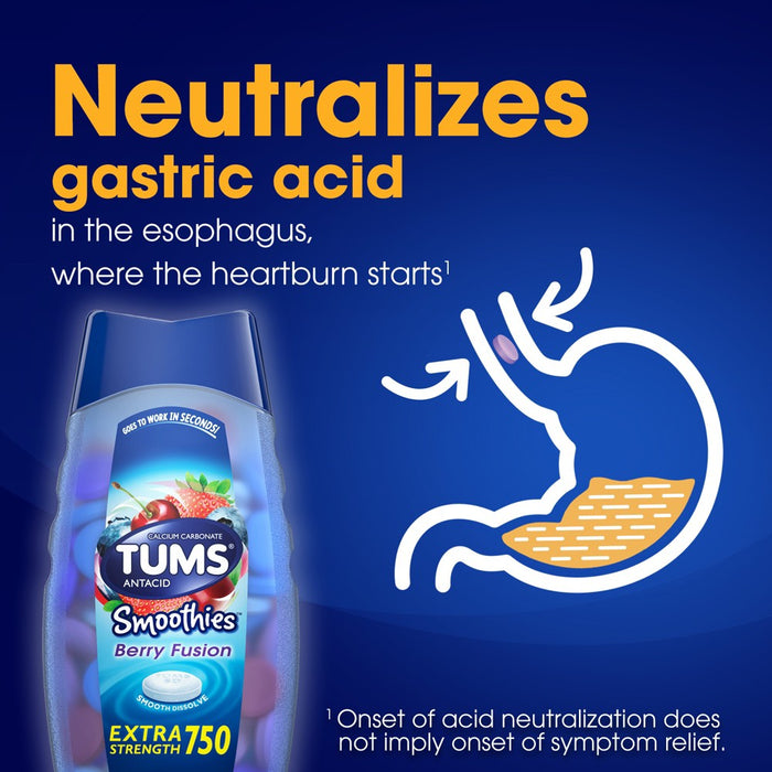 Tums Extra Strength Antacid Smoothies Fusion Chewable Tablets - Berry - 140ct