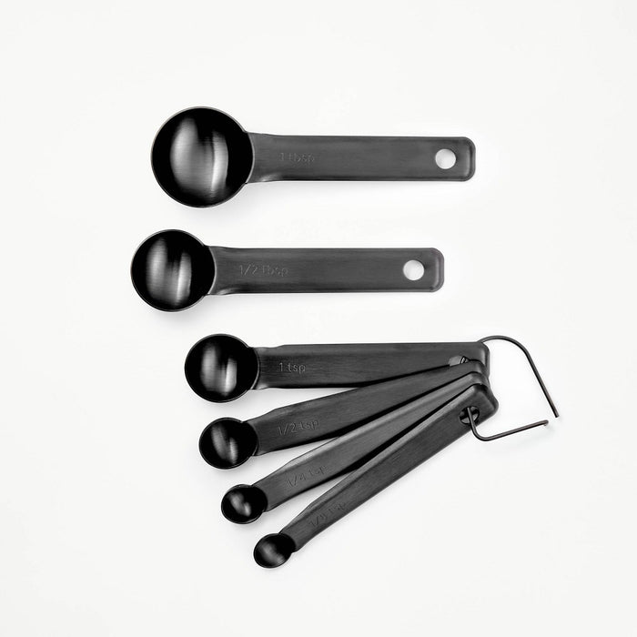 6pc Stainless Steel Measuring Spoons Matte Black - Figmint