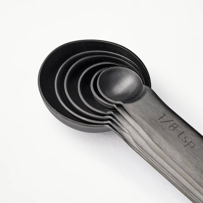 6pc Stainless Steel Measuring Spoons Matte Black - Figmint