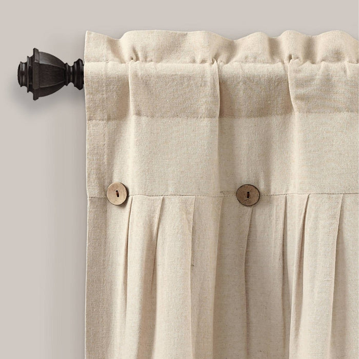 18"x52" Farmhouse Linen Button Window Valance Dark Linen - Lush Decor