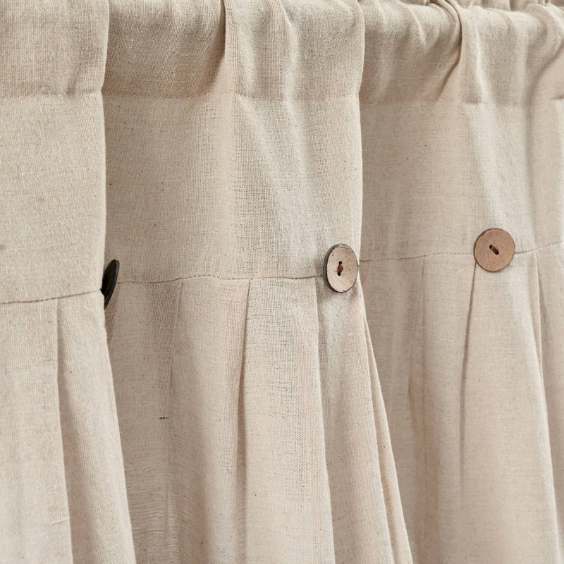 18"x52" Farmhouse Linen Button Window Valance Dark Linen - Lush Decor
