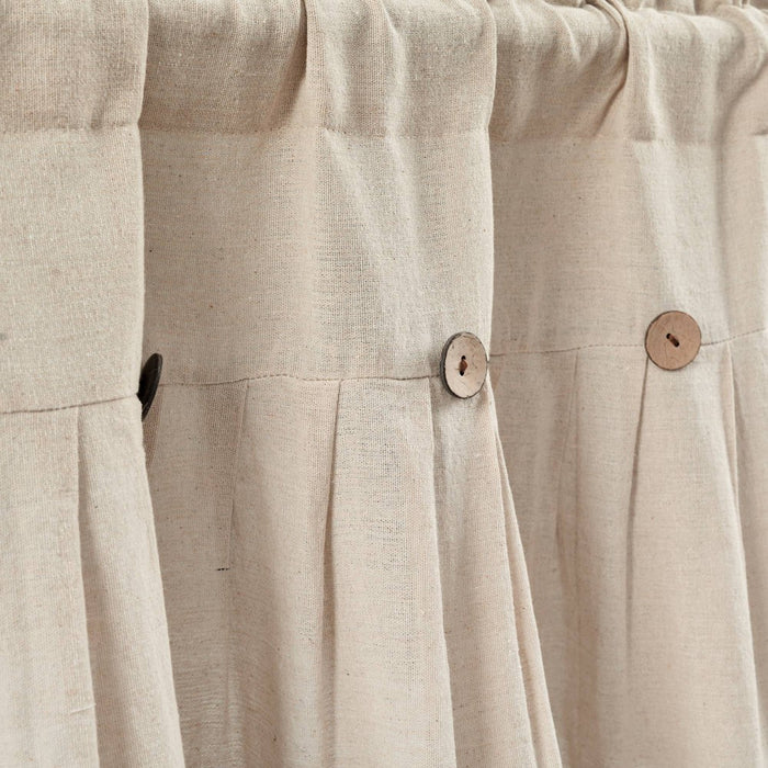 18"x52" Farmhouse Linen Button Window Valance Dark Linen - Lush Decor