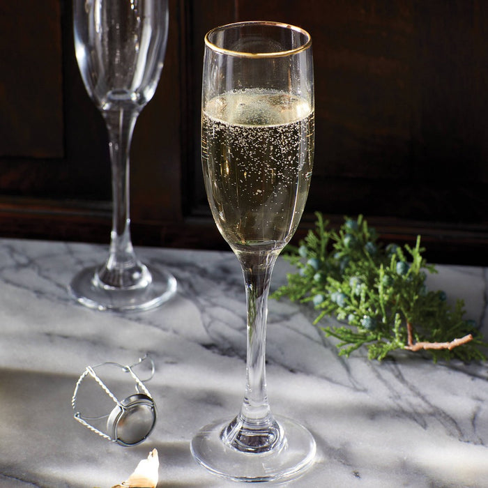 4pc Champagne Wine Glass Set Gold - Threshold