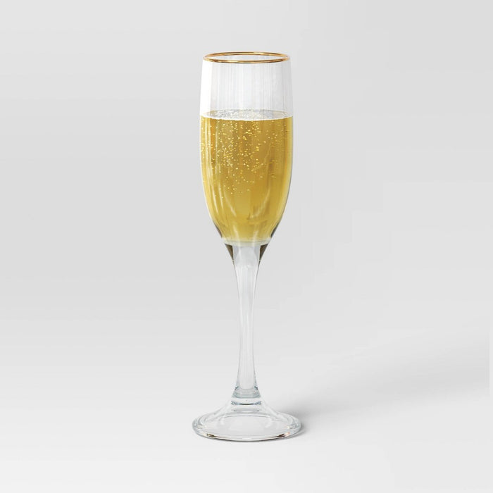 4pc Champagne Wine Glass Set Gold - Threshold