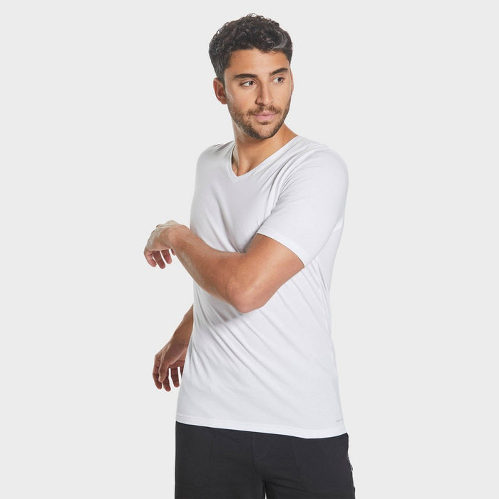 Pair of Thieves Men's 2pk V-Neck Undershirt - White M: SuperSoft Cotton Blend, Breathable, Classic Fit, Short Sleeve