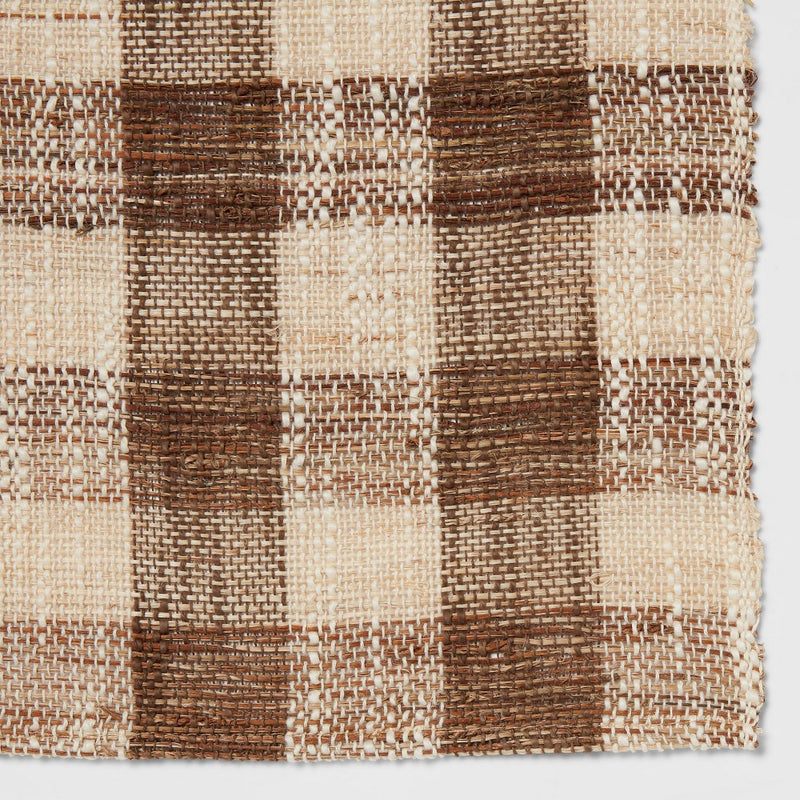 108" x 14" Cotton Gingham Table Runner Brown - Threshold