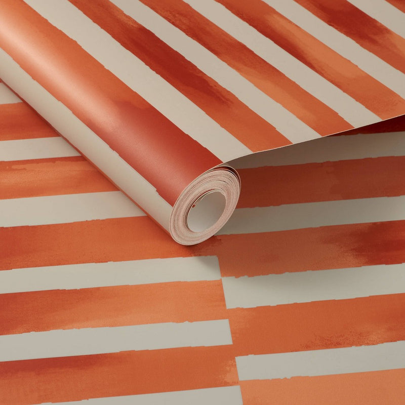 Ophelia Striped Peel and Stick Wallpaper Coral/Off White - Opalhouse designed with Jungalow
