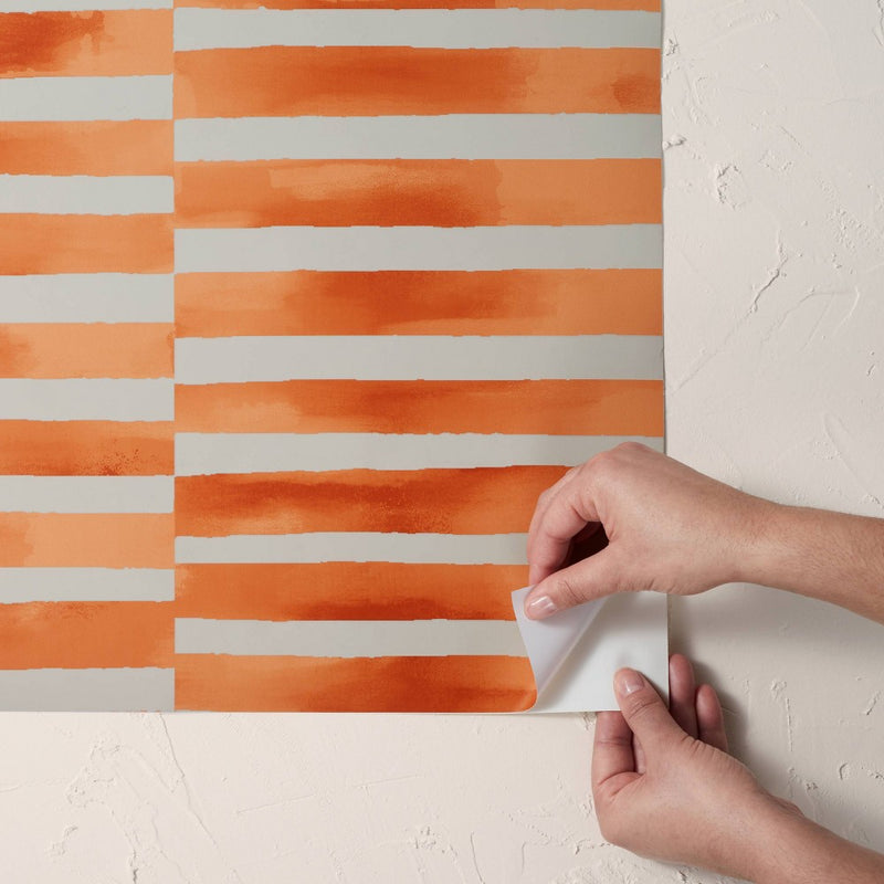 Ophelia Striped Peel and Stick Wallpaper Coral/Off White - Opalhouse designed with Jungalow