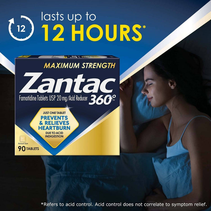 Zantac 360 Maximum Strength Heartburn Prevention and Relief Tablets - 90ct