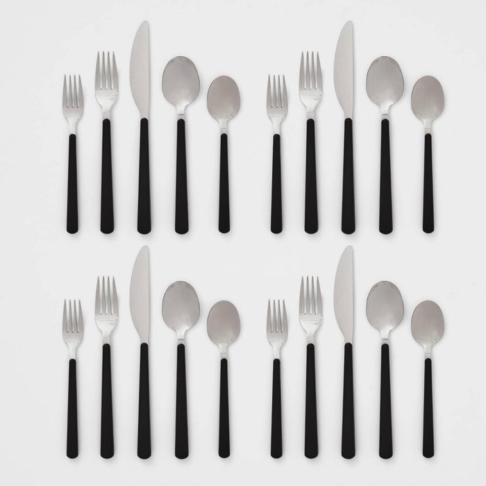 20pc Plastic Handle Flatware Set Black - Room Essentials