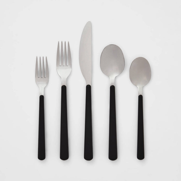 20pc Plastic Handle Flatware Set Black - Room Essentials