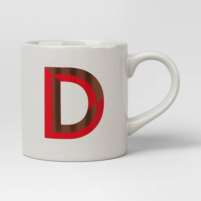 16oz Stoneware Monogram D Mug Red - Opalhouse
