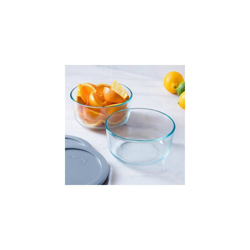 Pyrex 4pc 4c Round Glass Food Storage Containers Cerulean
