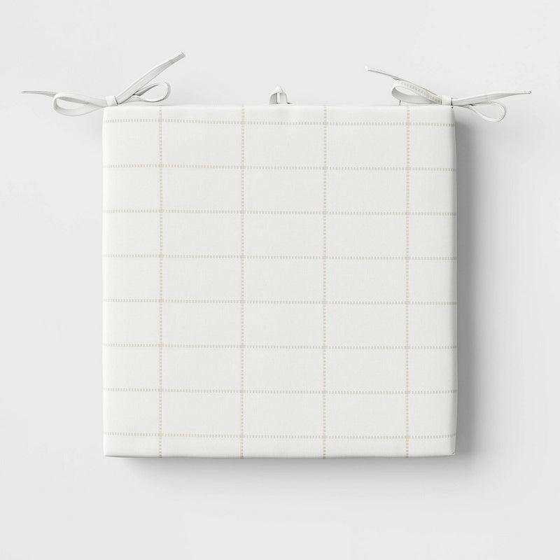 18"x20" Grid Woven Grid Outdoor Chair Seat Cushion Cream - Threshold