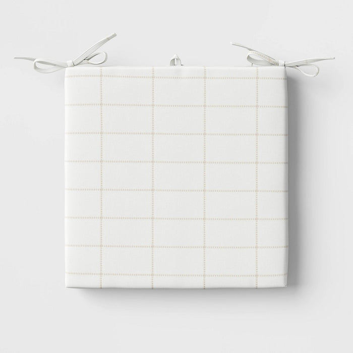 18"x20" Grid Woven Grid Outdoor Chair Seat Cushion Cream - Threshold
