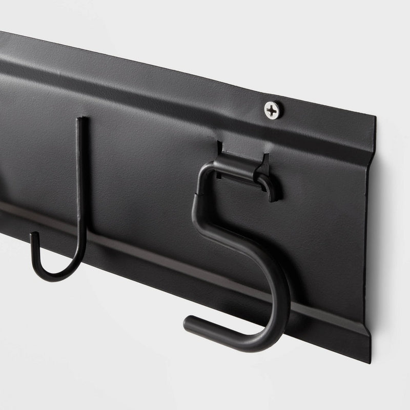 Wall Mounted Cleaning Tools Holder - Brightroom: Metal Utility Rack, Space-Saving Design, Matte Black Finish