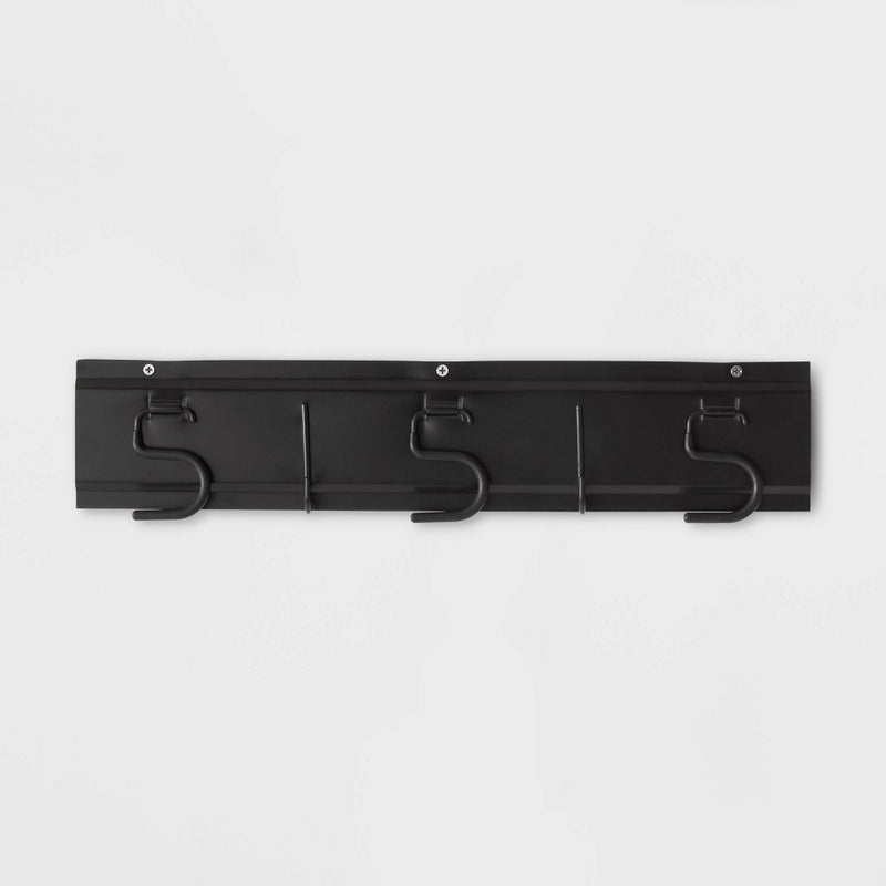 Wall Mounted Cleaning Tools Holder - Brightroom: Metal Utility Rack, Space-Saving Design, Matte Black Finish