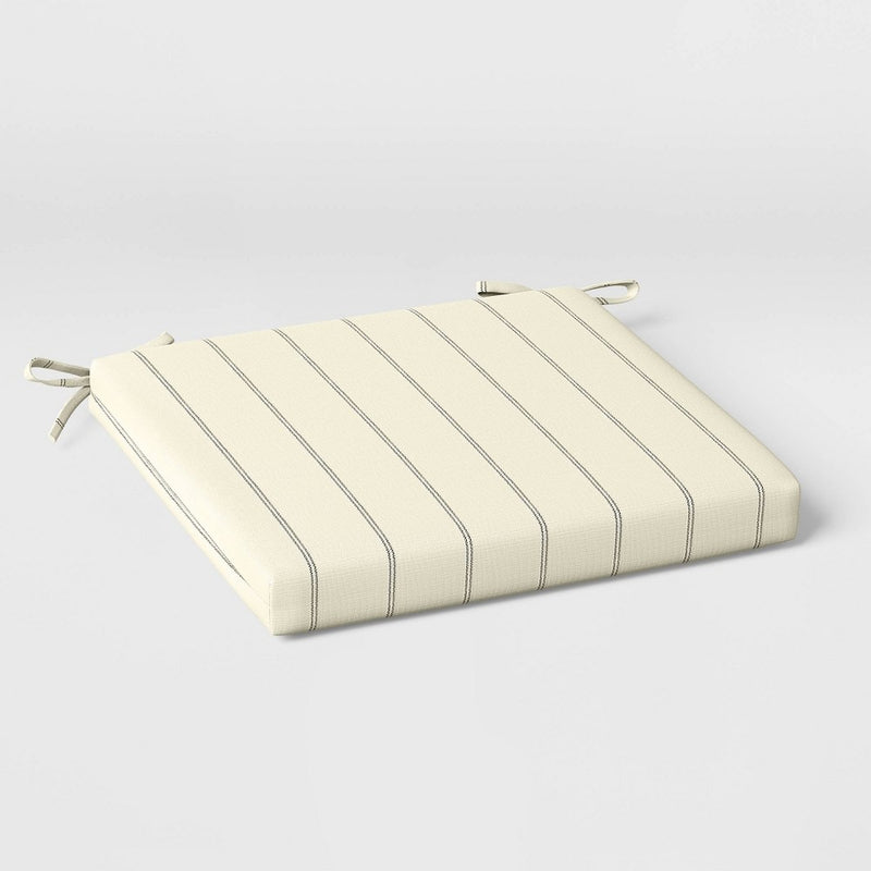18"x20" Simple Stripe Woven Outdoor Chair Seat Cushion Cream/Black - Threshold