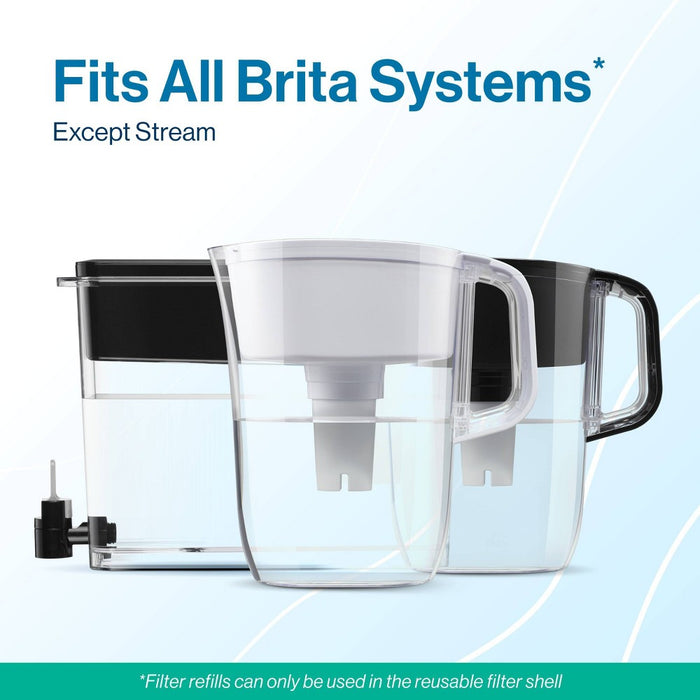 Brita Water Filter 10-Cup Tahoe Water Pitcher Dispenser with Refillable Water Filter - White