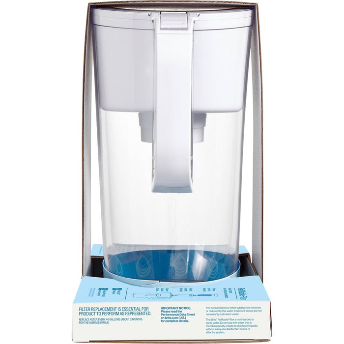 Brita Water Filter 10-Cup Tahoe Water Pitcher Dispenser with Refillable Water Filter - White