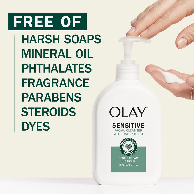 Olay Sensitive Gentle Facial Cream Cleanser with Oat Extract - Fragrance Free - 16 fl oz