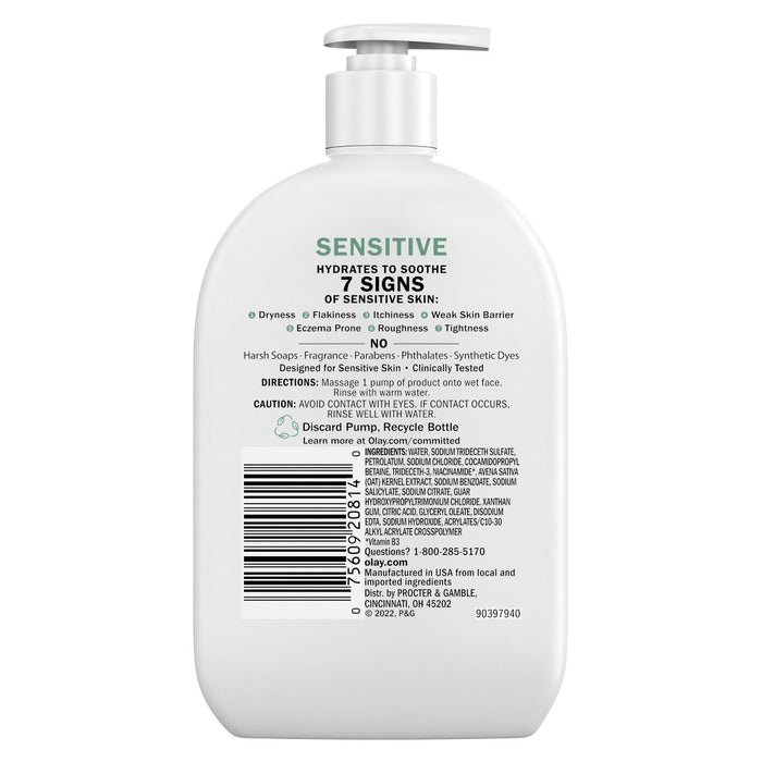 Olay Sensitive Gentle Facial Cream Cleanser with Oat Extract - Fragrance Free - 16 fl oz